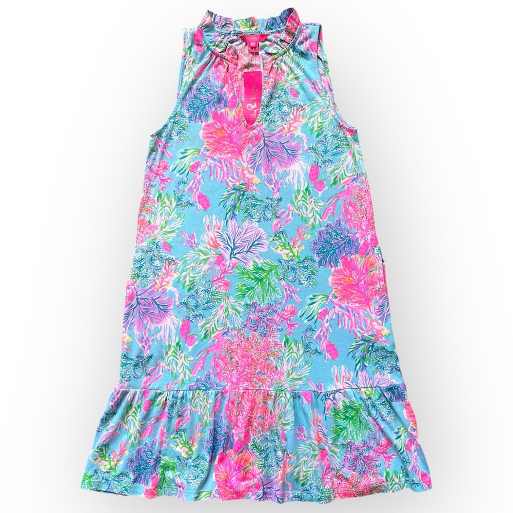 🪸NWT Lilly Pulitzer Malone Tiered Swing Dress, Celestial Blue Cay to My Heart 🪸 - Picture 4 of 16